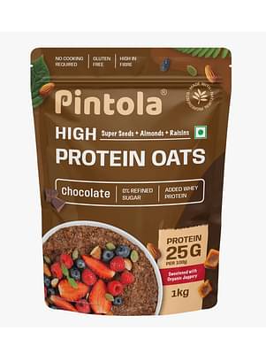 Pintola 25G High Protein Oats, Dark Chocolate, Oats For Weight Loss, Breakfast Cereals Pouch image